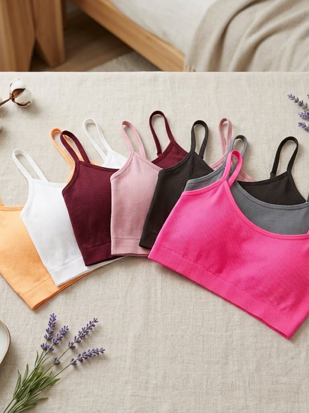 7 Pack Seamless Wireless Cropped Cami Tank Tops Multi Color XL NWOT